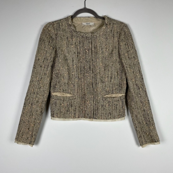 Prada Made In Italy Cotton Wool Linen Textured Woven Structured Blazer Jacket - Picture 1 of 4